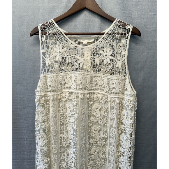Lovestitch Crochet Shift Dress Women Size L Ivory Lace Wedding Feminine Boho NWT - Picture 3 of 9
